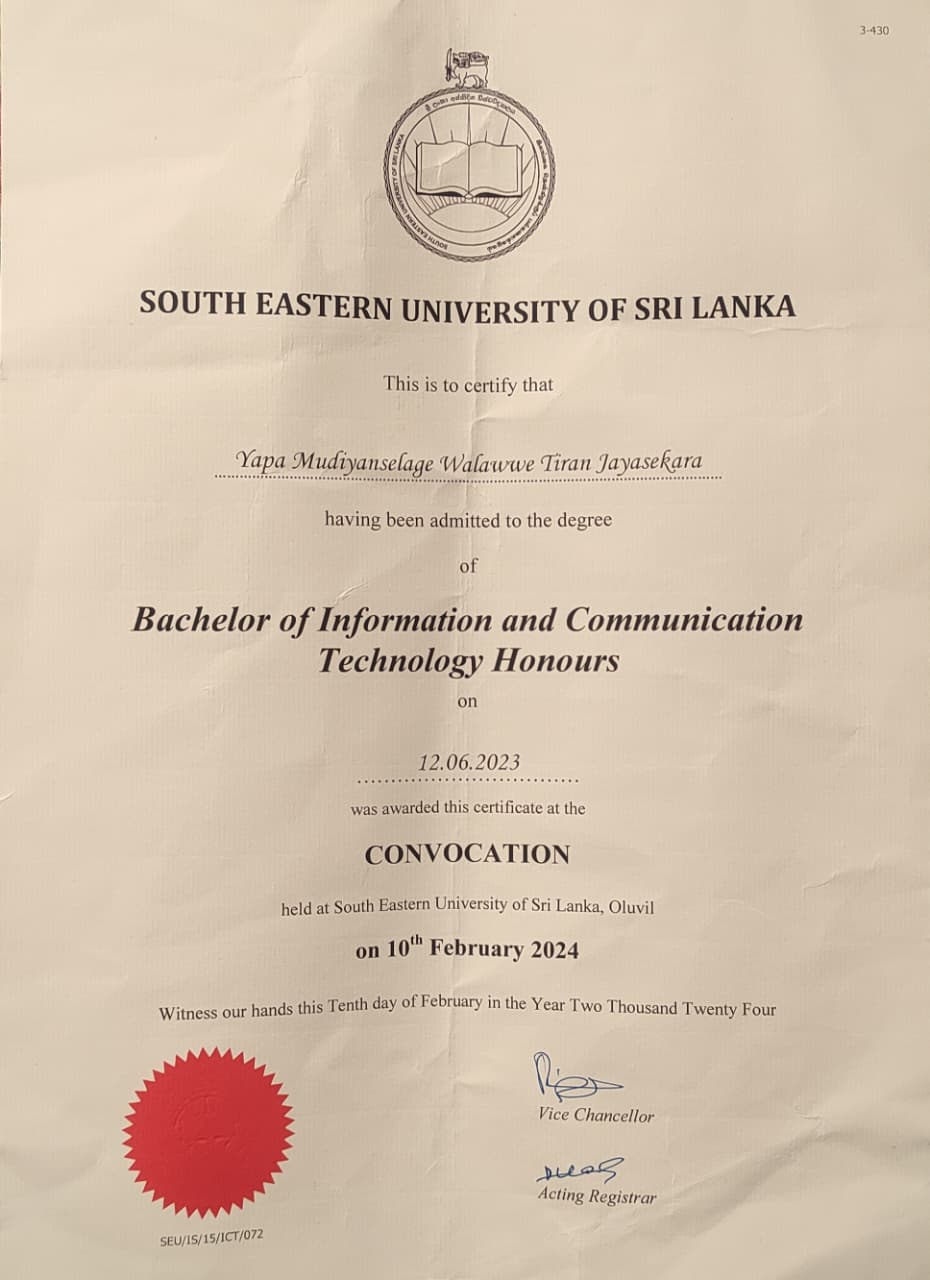 BICT Hons Software Engineering Degree